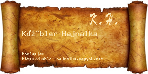 Kübler Hajnalka névjegykártya